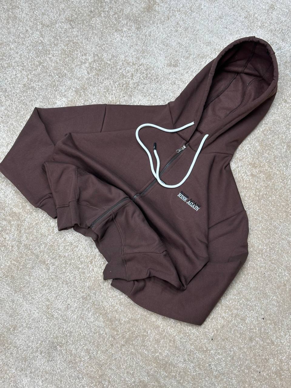 IMG_5677 سویشرت کلاه دار قهوه ای - Image 1